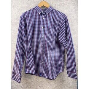 UNTUCKit Men's XL Raviello Wrinkle-Free Cotton Shirt Blue Red Plaid EUC